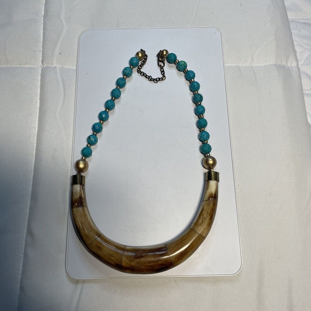 turquoise and bone necklace vintage antique